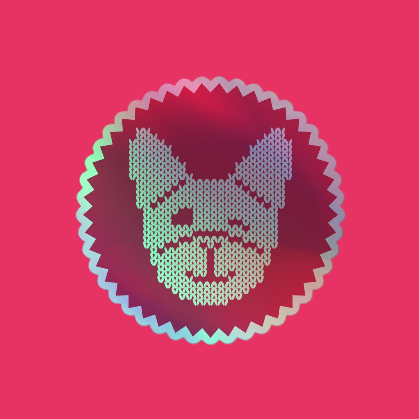 PINK Frenchie Hologramm-Sticker