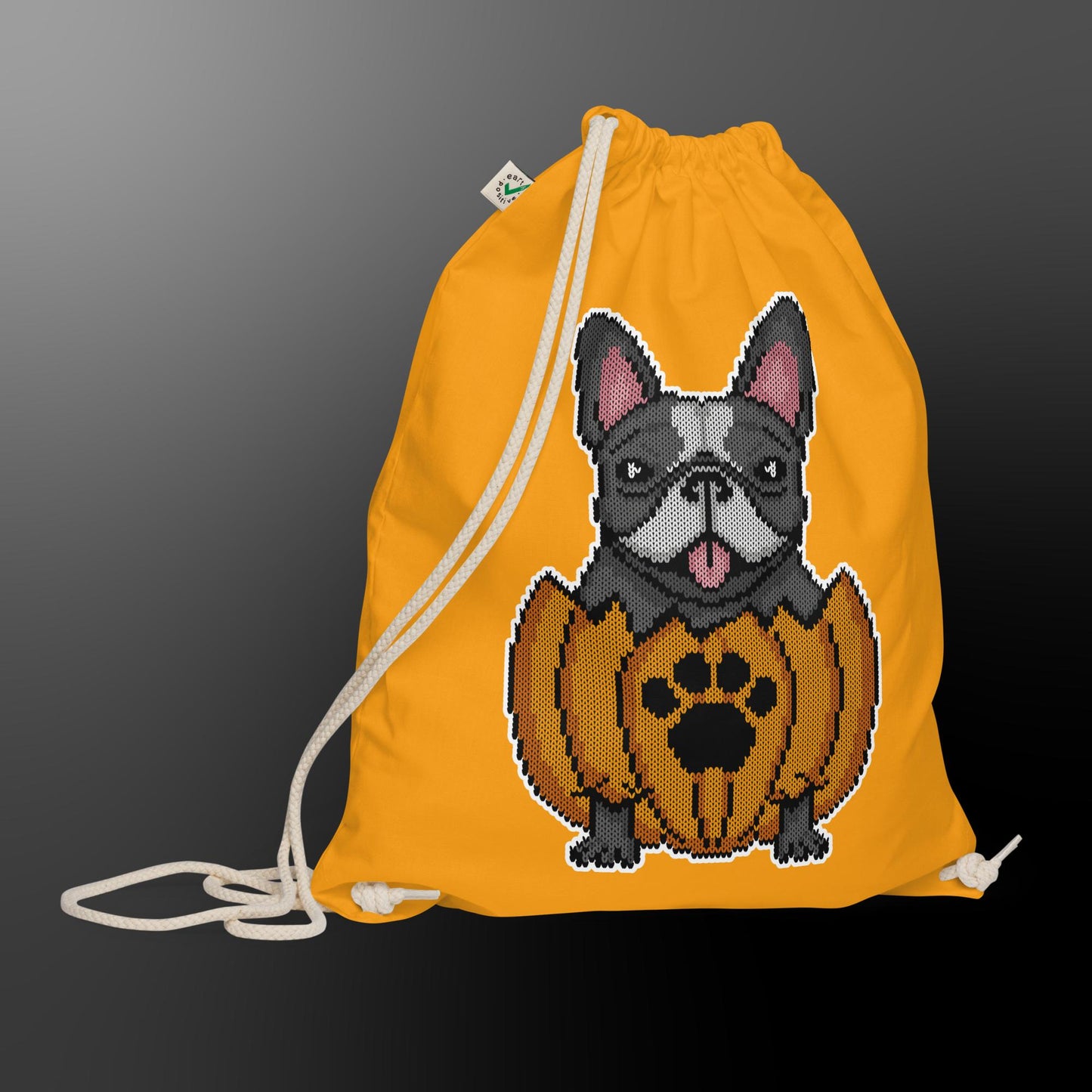 Halloween sports bag with frenchie (fur color black and white)