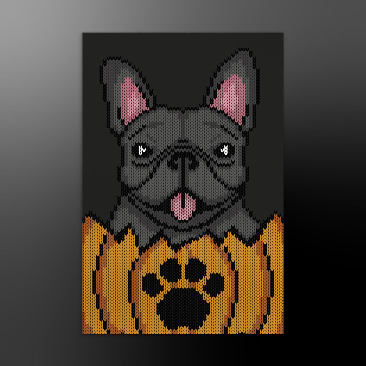 Halloween postcard with frenchie (fur color black)