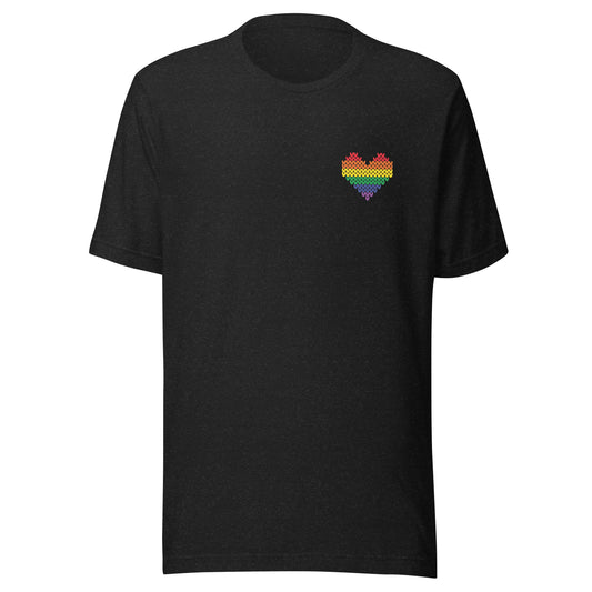 PRIDE Regenbogen Herz Shirt 2023 in schwarz meliert