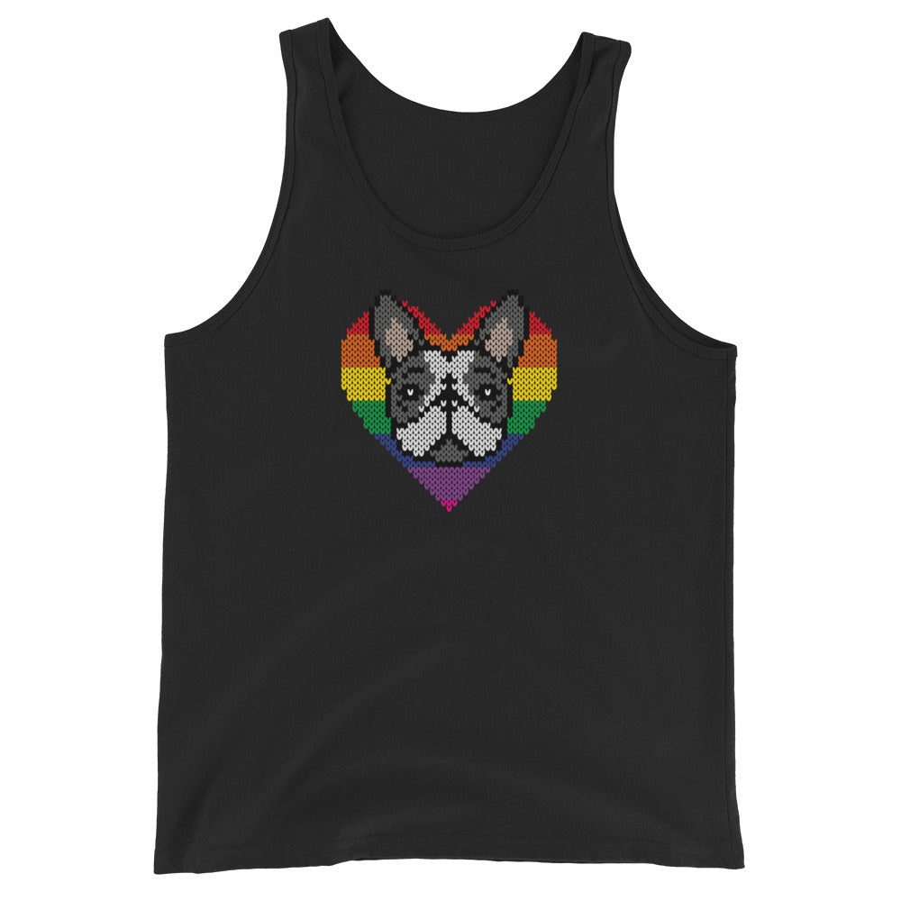 PRIDE Frenchie Tank Top 2023 (Fellfarbe schwarz & weiß) in schwarz