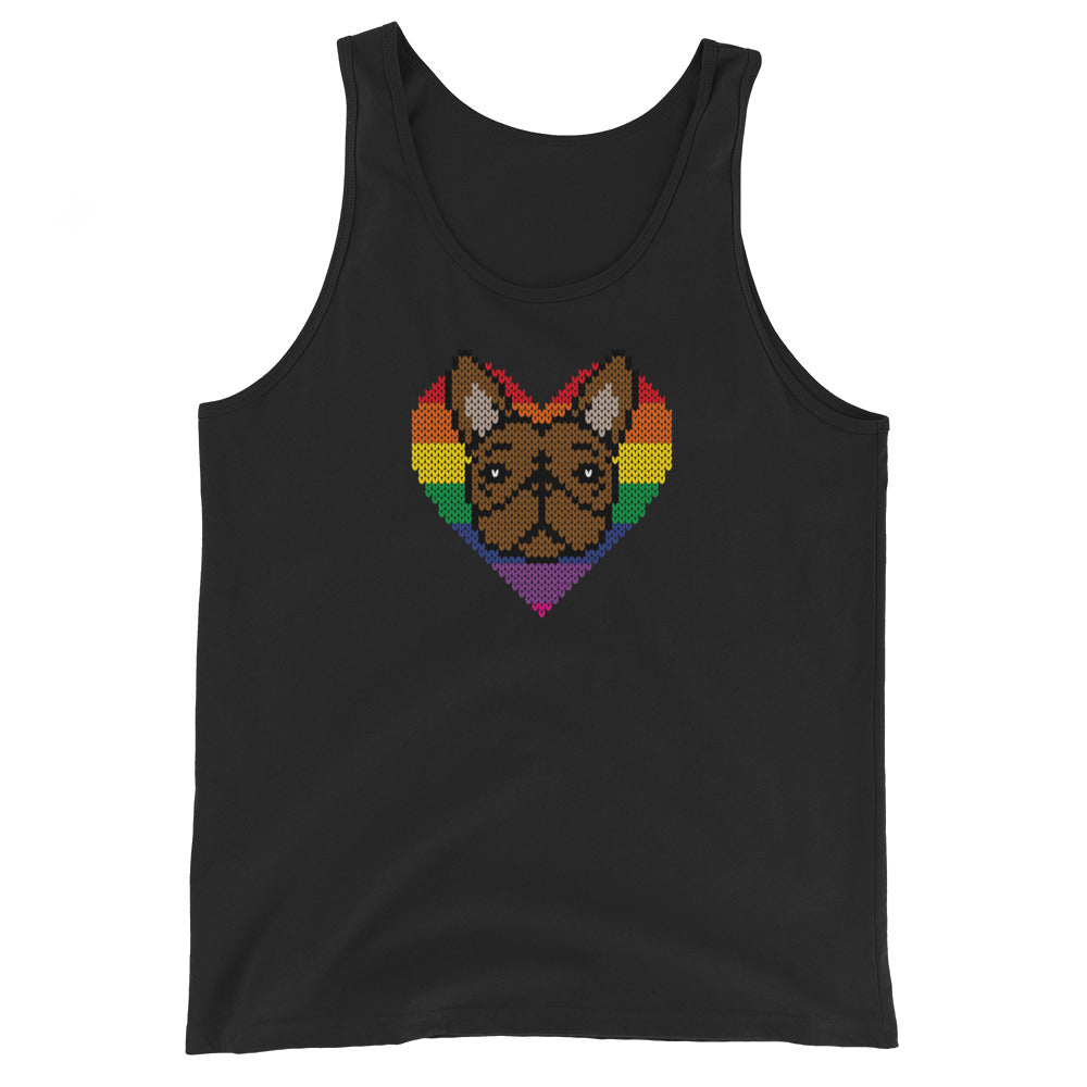 PRIDE Frenchie Tank Top 2023 (Fellfarbe braun) in schwarz