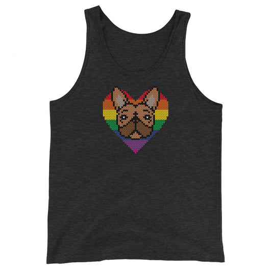 PRIDE Frenchie Tank Top 2023 (Fellfarbe red fawn) in Holzkohleschwarz