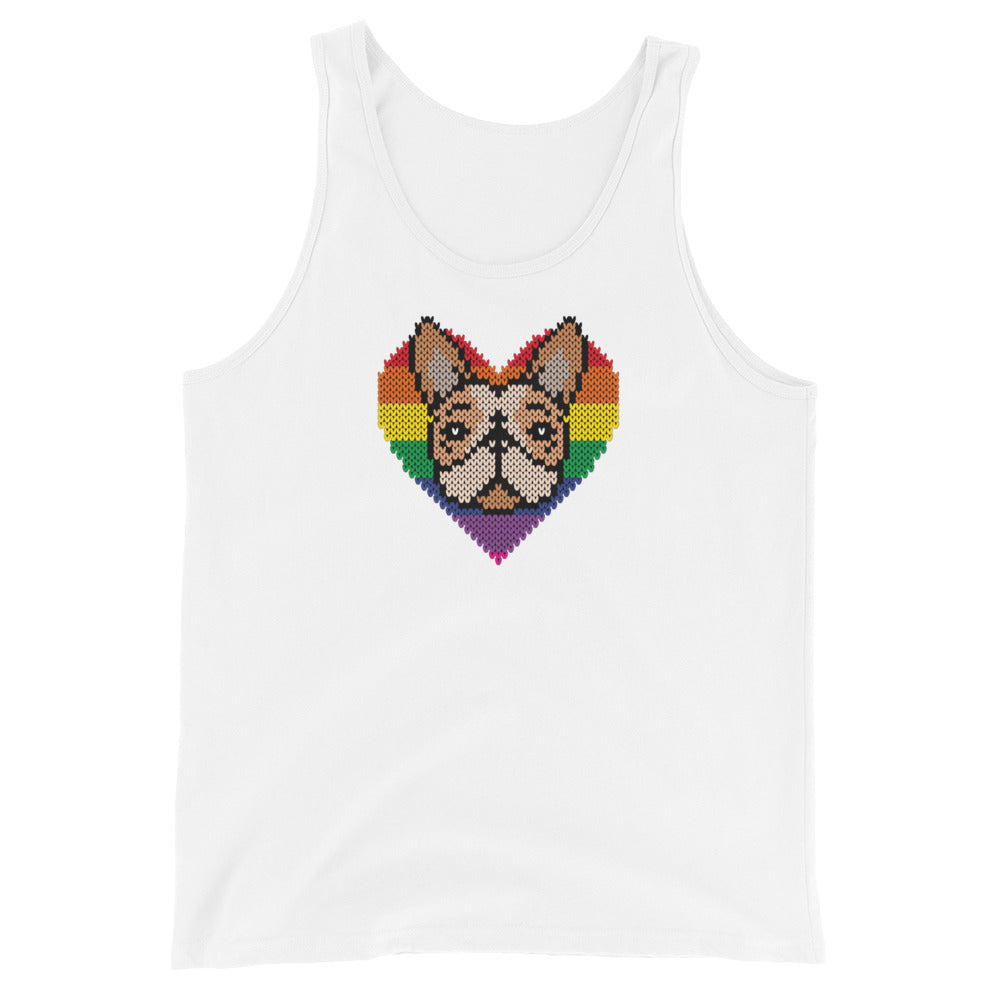 PRIDE Frenchie Tank Top 2023 (Fellfarbe fawn pied) in weiß