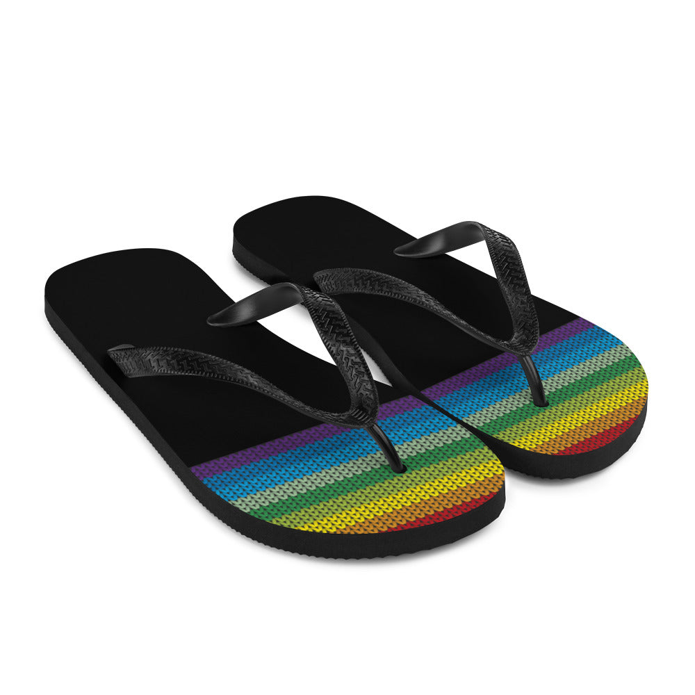 PRIDE Flip-Flops mit Regenbogen Streifen von vorne