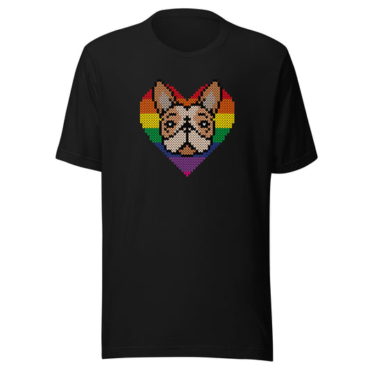 PRIDE Frenchie Shirt 2023 (Fellfarbe fawn pied) in schwarz