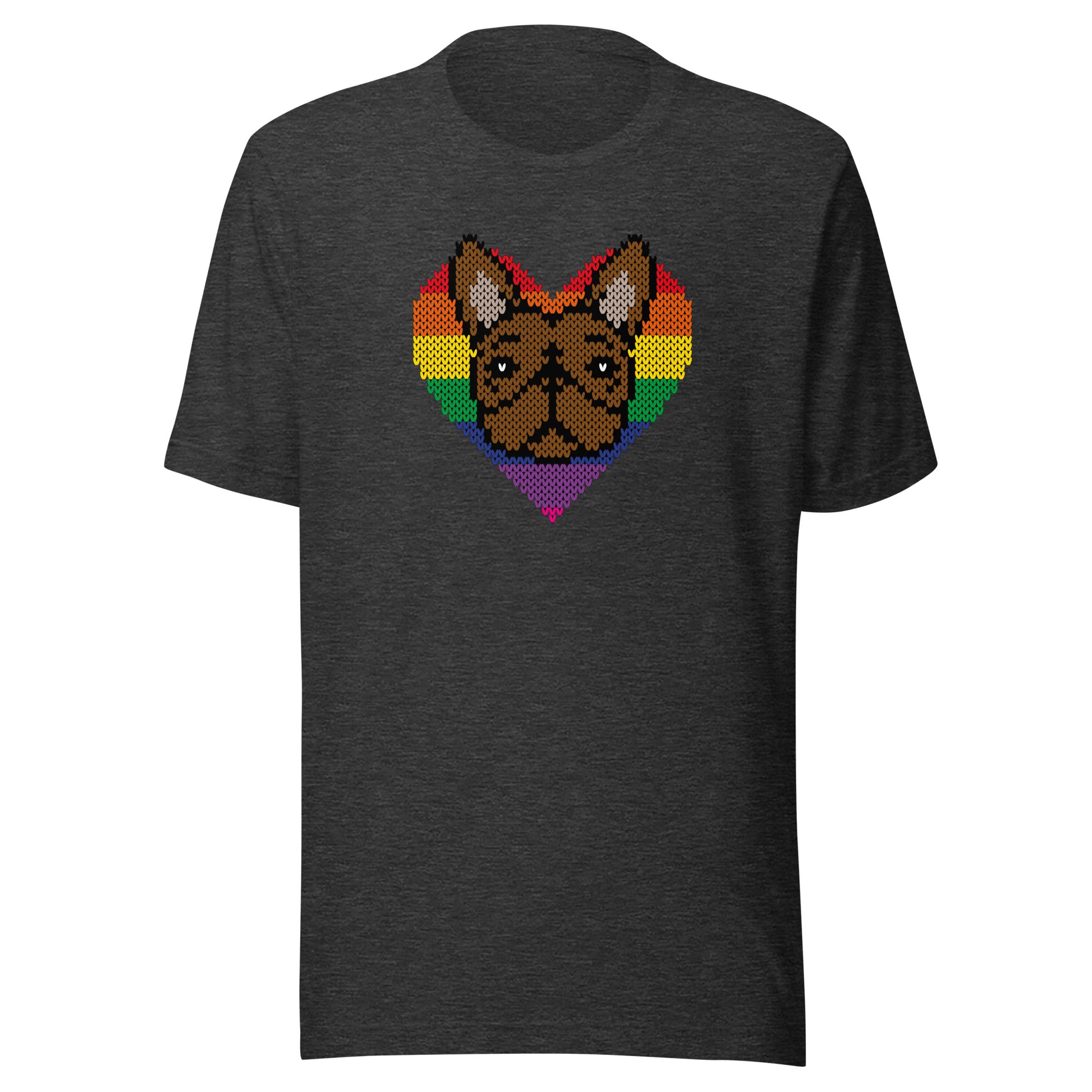 PRIDE Frenchie Shirt 2023 (Fellfarbe braun) in dunkelgrau meliert