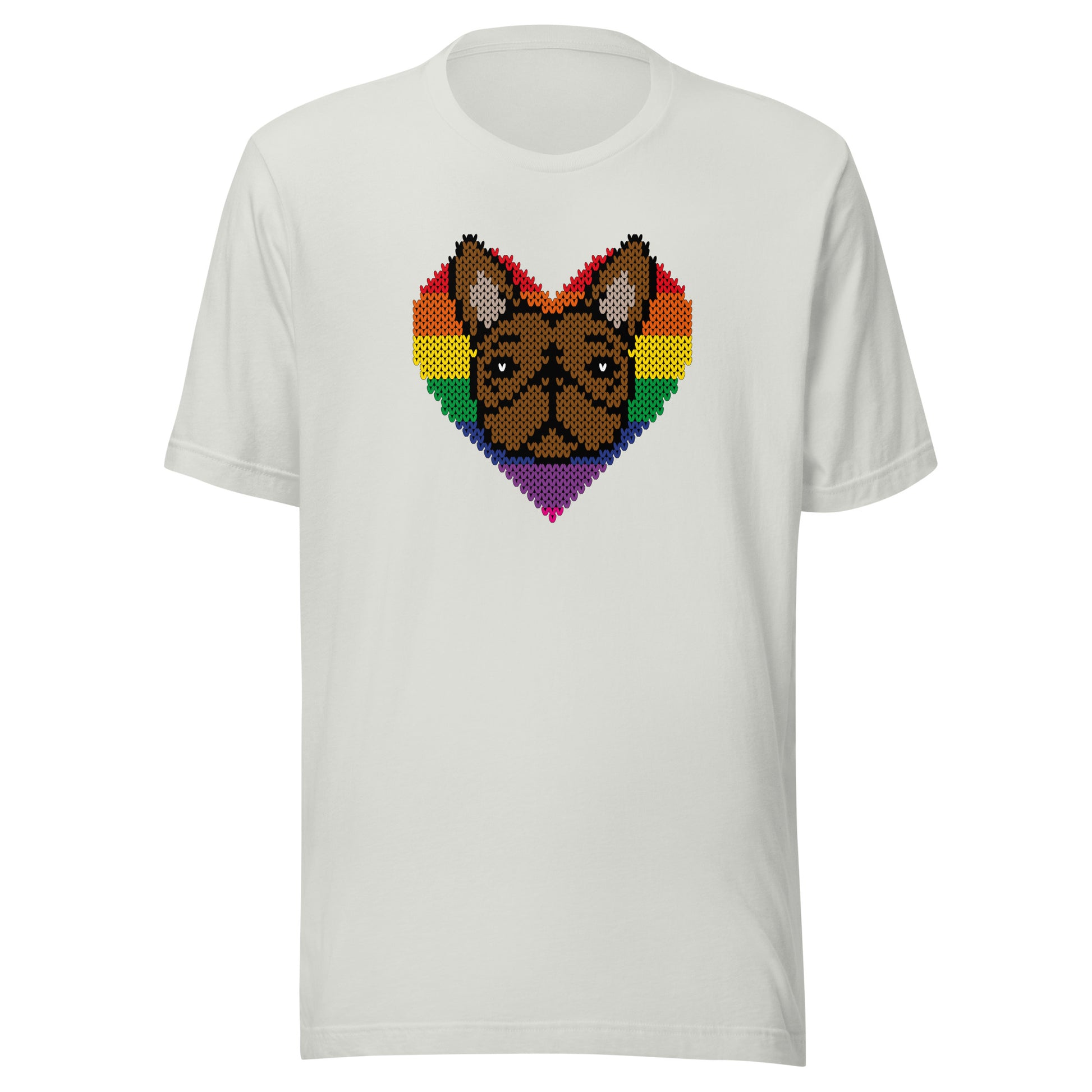 PRIDE Frenchie Shirt 2023 (Fellfarbe braun) in silber