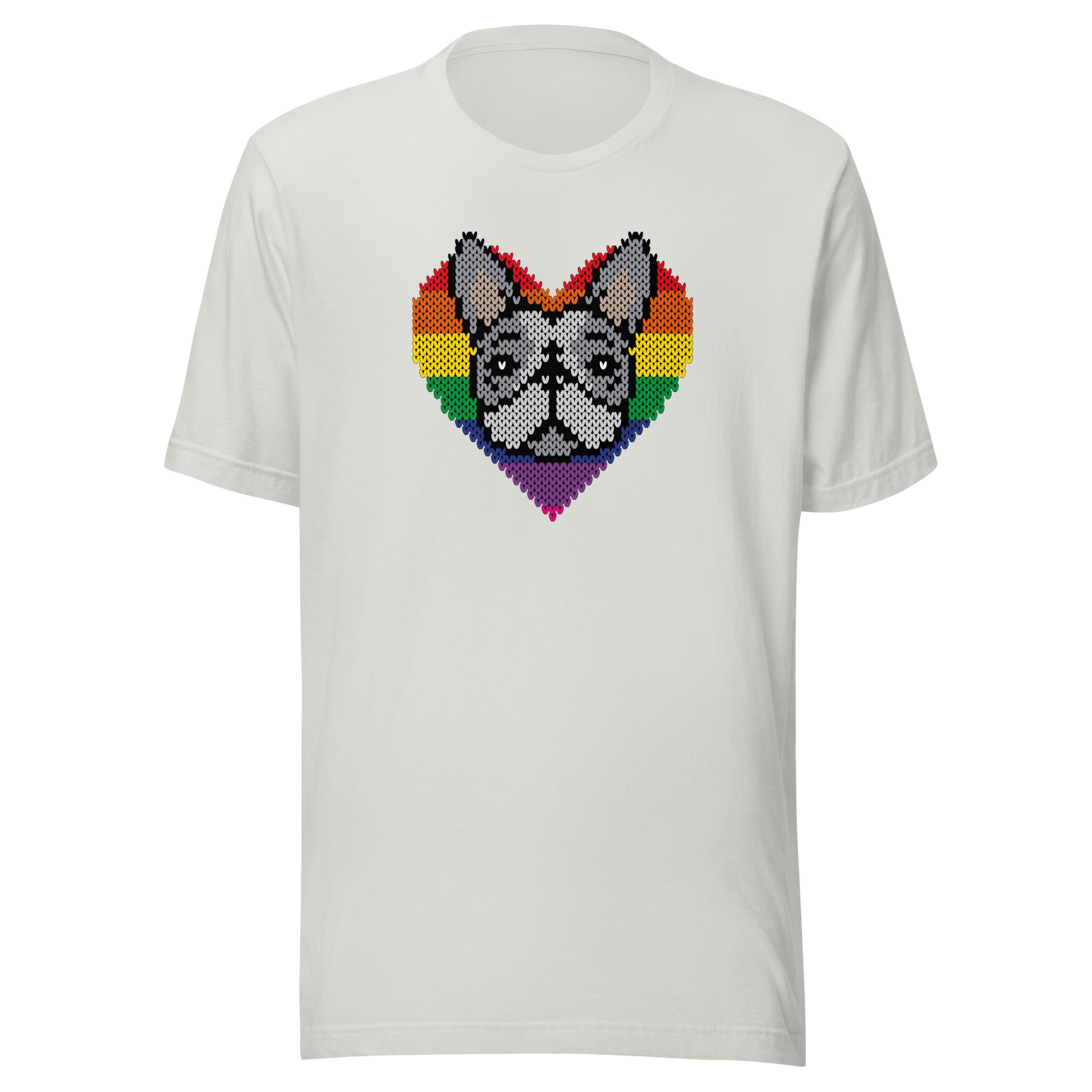 PRIDE Frenchie Shirt 2023 (Fellfarbe blue pied) in silber