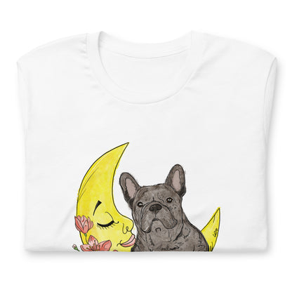 Lorienn Pet Snaps Shirt "love you to the moon and back" mit Frenchie Danny gefaltet