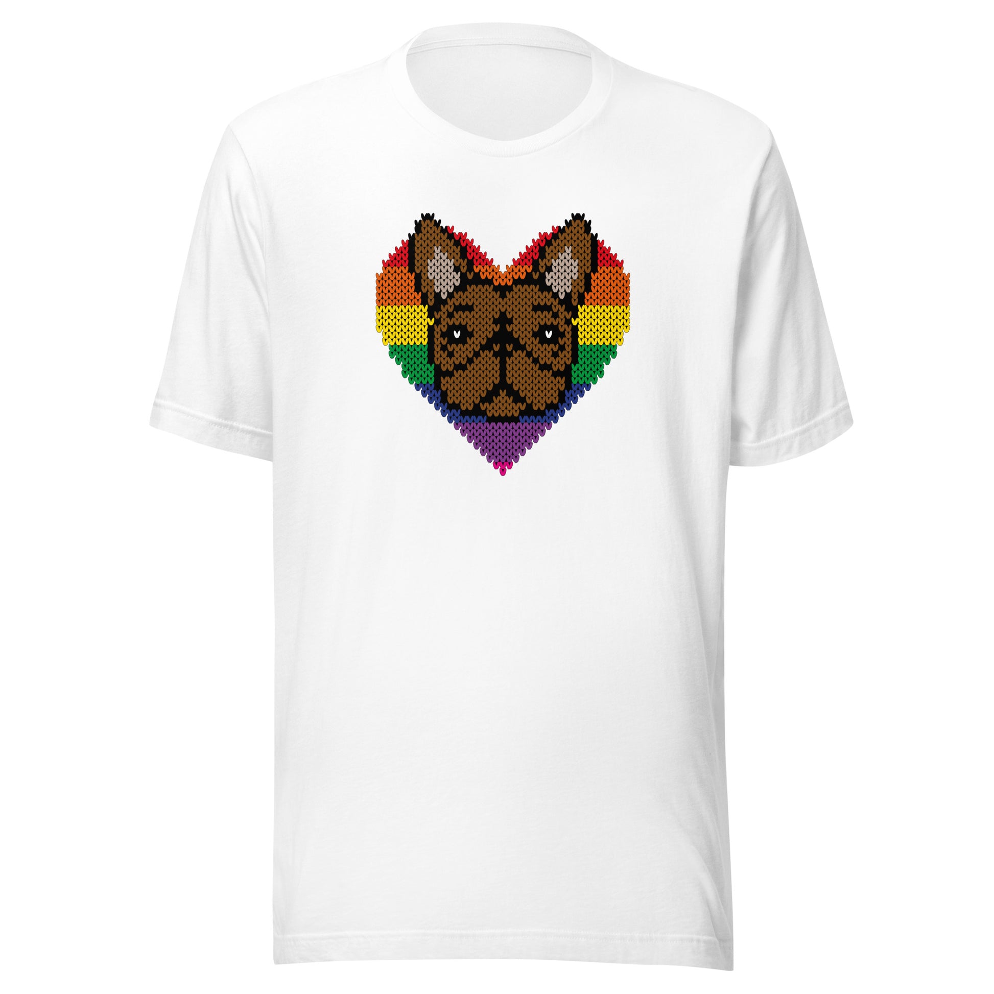 PRIDE Frenchie Shirt 2023 (Fellfarbe braun) in weiß