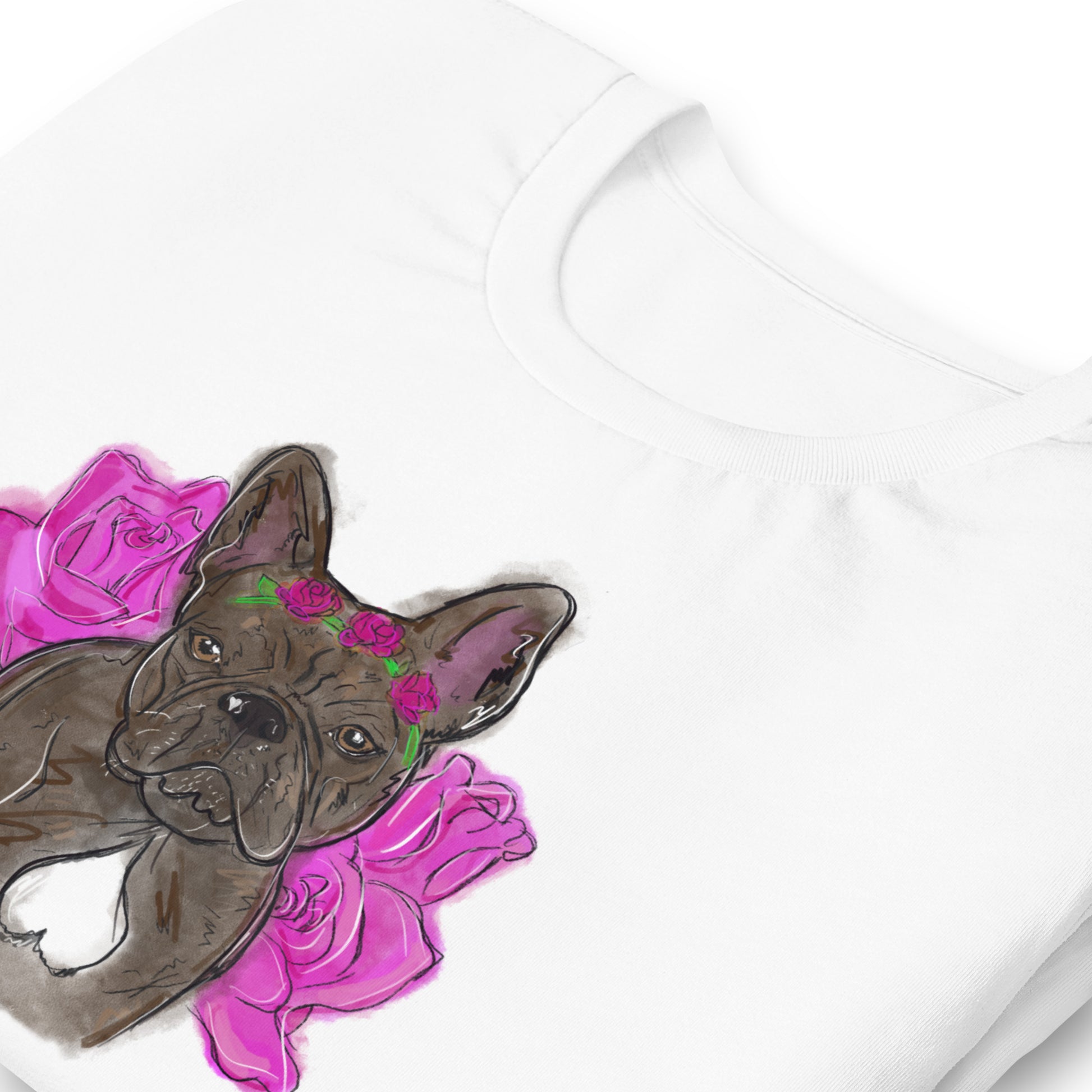 Lorienn Pet Snaps Shirt mit Hundeportrait von Frenchie Holli Detail
